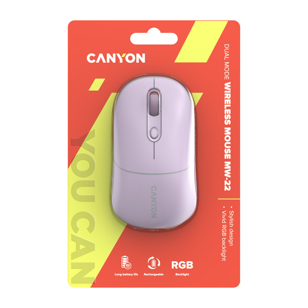 Мишка Canyon MW-22 Dual Band RGB Wireless Pearl Rose (CNS-CMSW22PR)