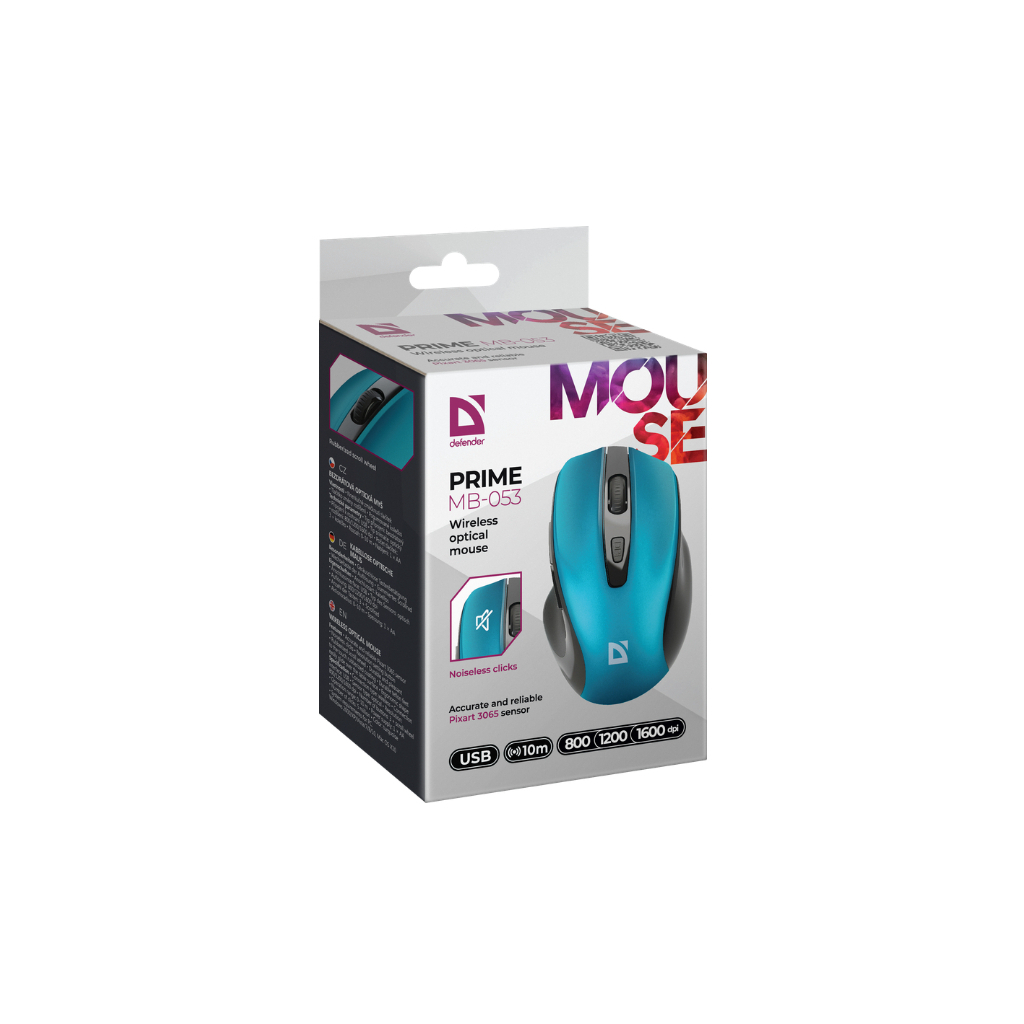 Мишка Defender Prime MB-053 Silent Wireless Turquoise (52054)