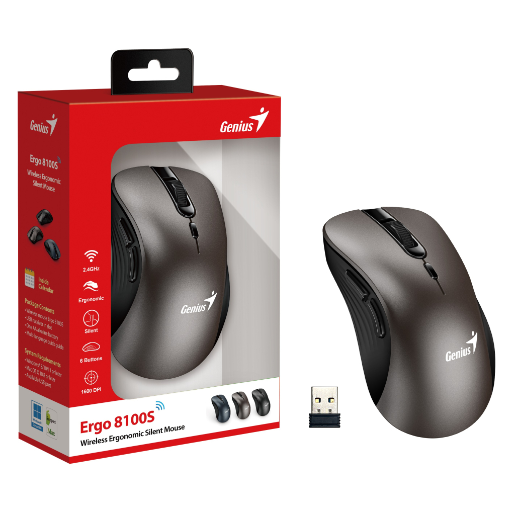 Мишка Genius Ergo 8100S Wireless Champagne (31030040402)