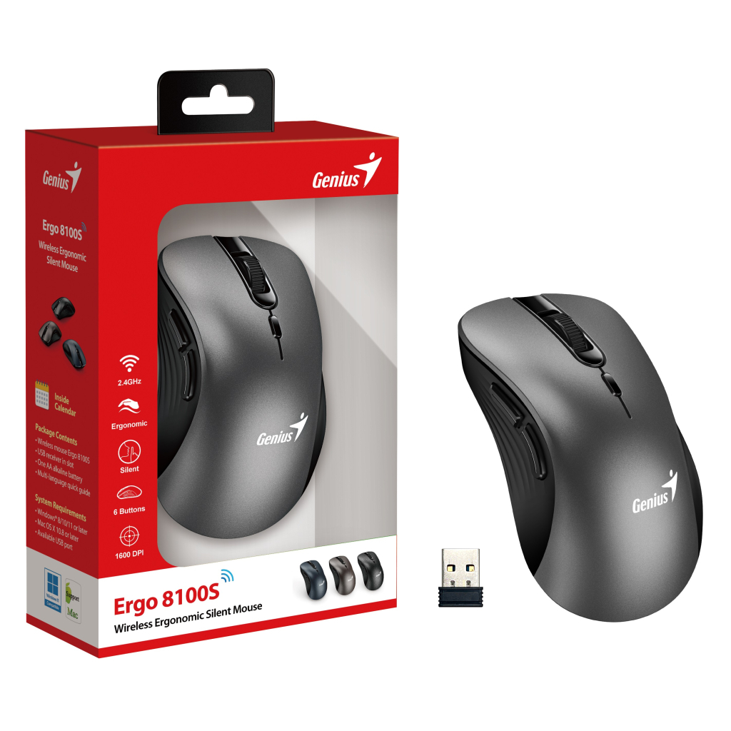 Мишка Genius Ergo 8100S Wireless Gray (31030040401)