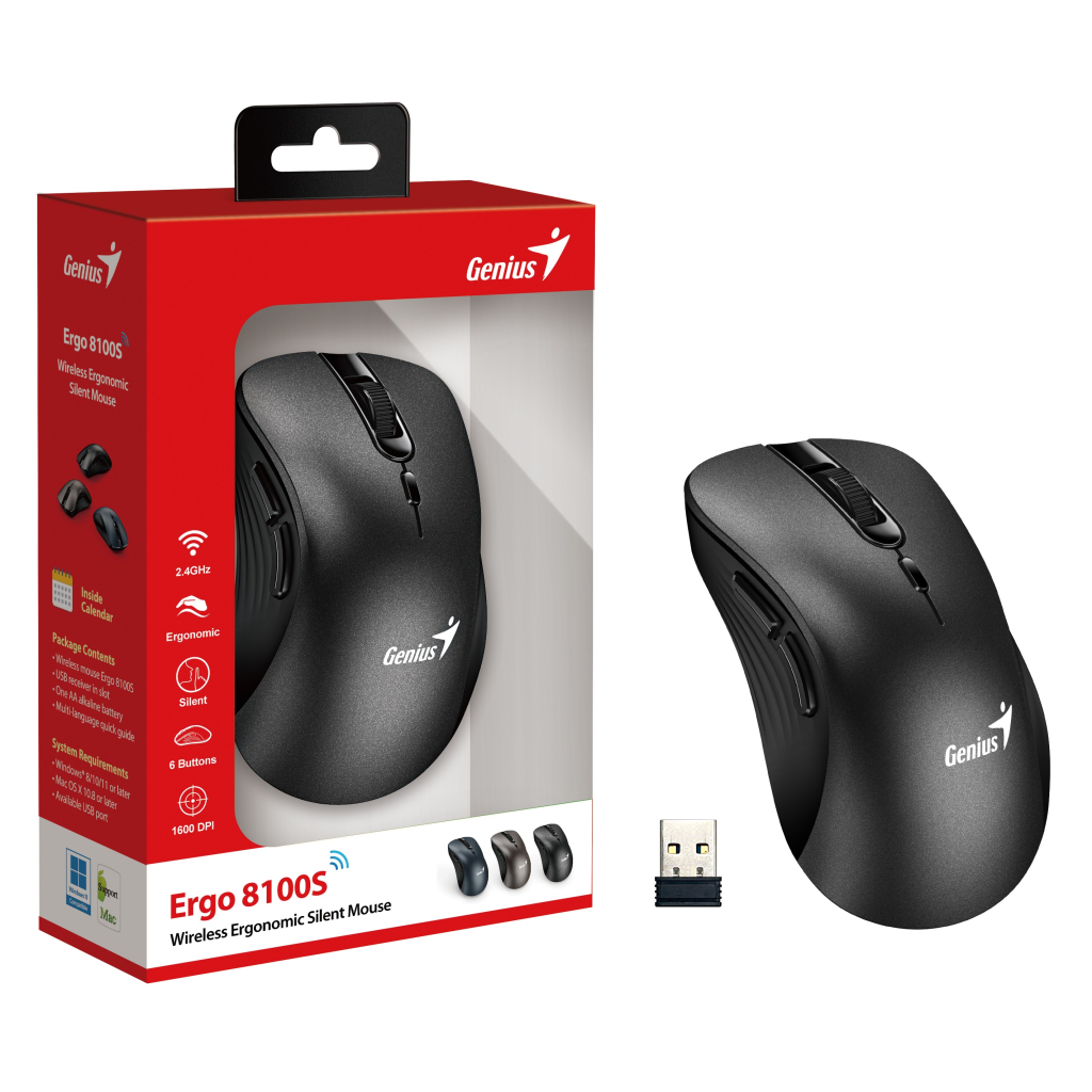 Мишка Genius Ergo 8100S Wireless Black (31030040400)