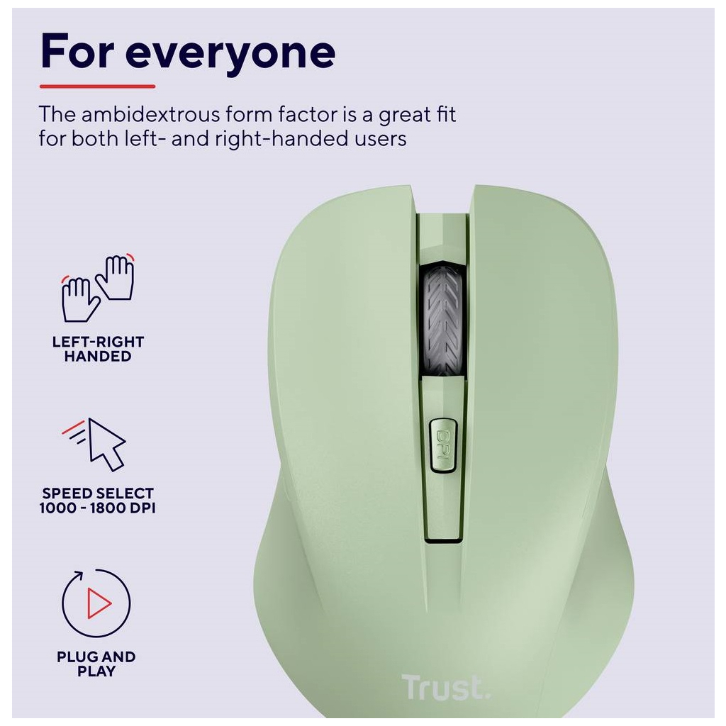 Мишка Trust Mydo Silent Wireless Green (25042)