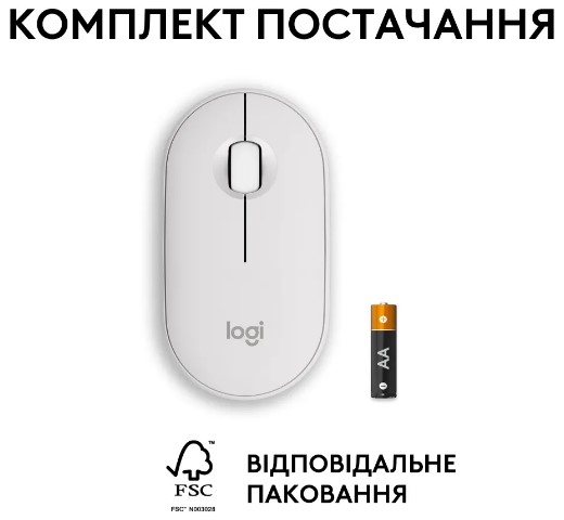 Миша Logitech Pebble Mouse 2 M350s Tonal White (910-007013)