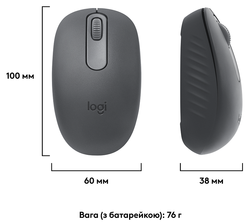 Миша Logitech M196 Graphite, Bluetooth (910-007459)