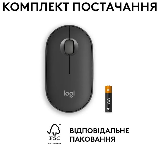 Миша Logitech Pebble Mouse 2 M350s Tonal Graphite (910-007015)