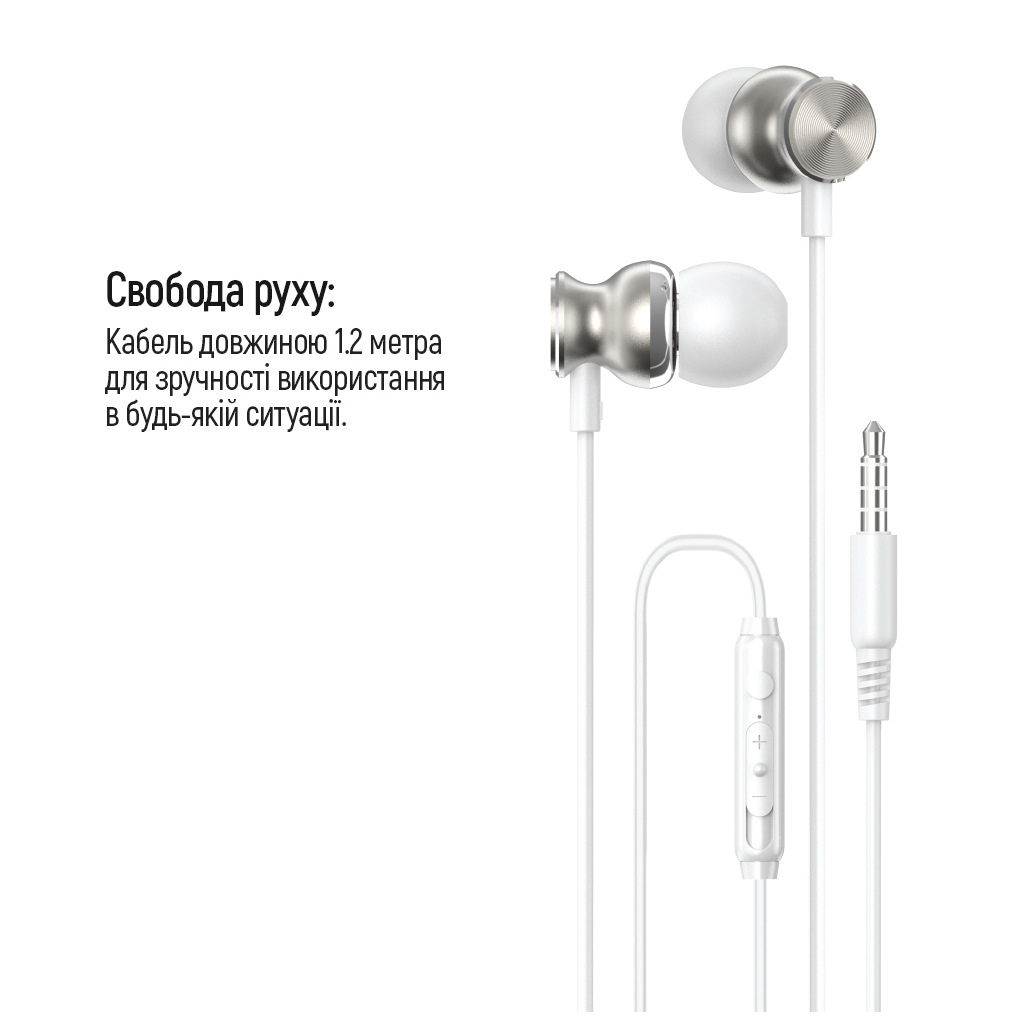 Навушники ColorWay 3.5 mm Wired Earphone UrbanBeat White (CW-WD03WT)