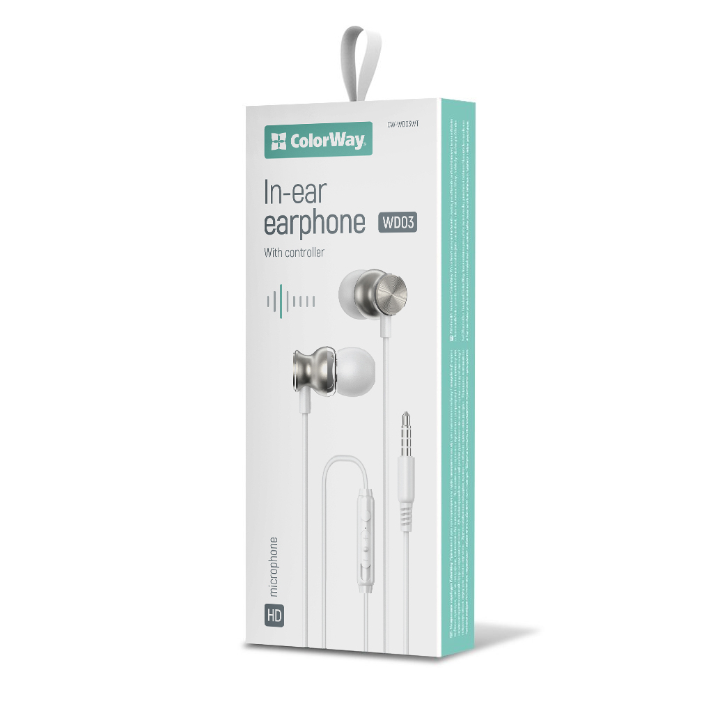 Навушники ColorWay 3.5 mm Wired Earphone UrbanBeat White (CW-WD03WT)