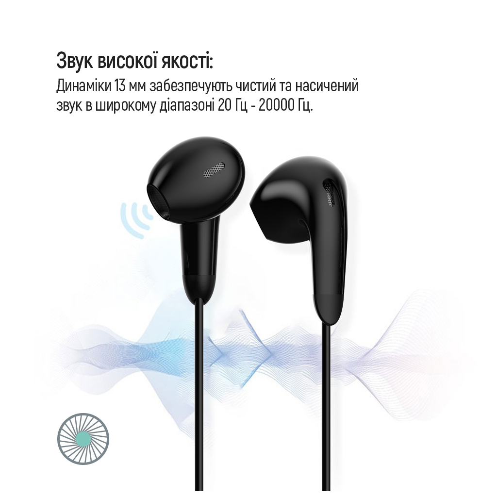 Навушники ColorWay 3.5 mm Wired Earphone Sound Wave Black (CW-WD04BK)