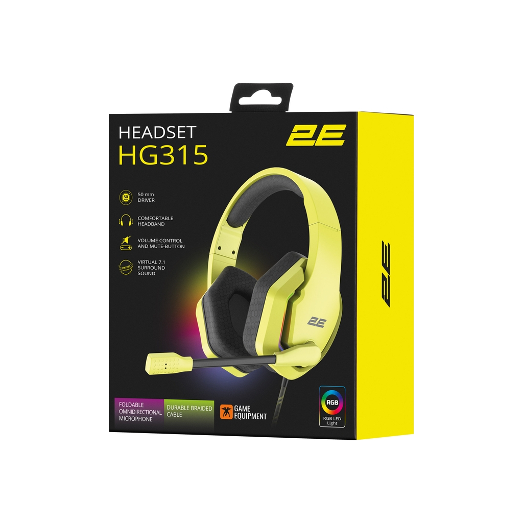 Навушники 2E Gaming HG315 RGB USB 7.1 Yellow (2E-HG315YW-7.1)