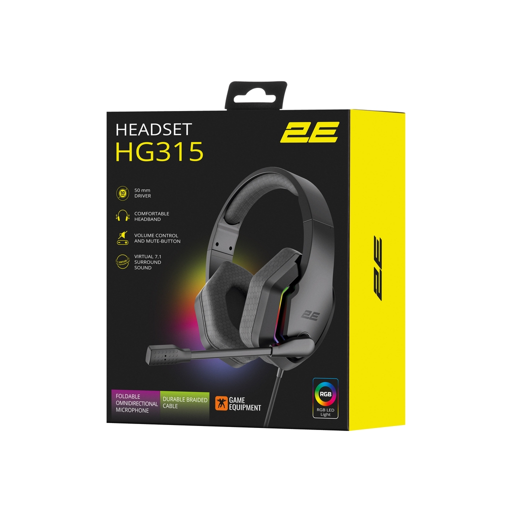 Навушники 2E Gaming HG315 RGB USB 7.1 Black (2E-HG315BK-7.1)