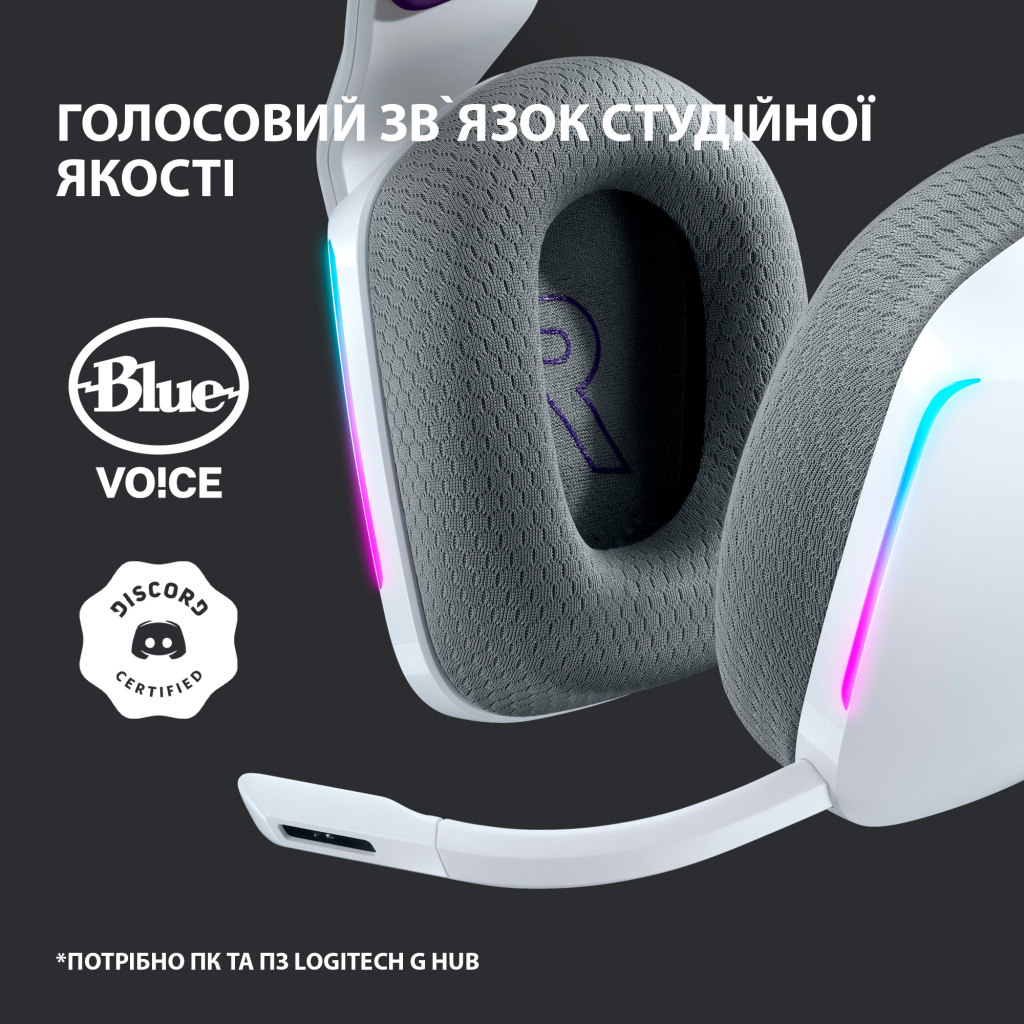 Навушники Logitech G733 Lightspeed Wireless RGB Gaming Headset White (981-000883)