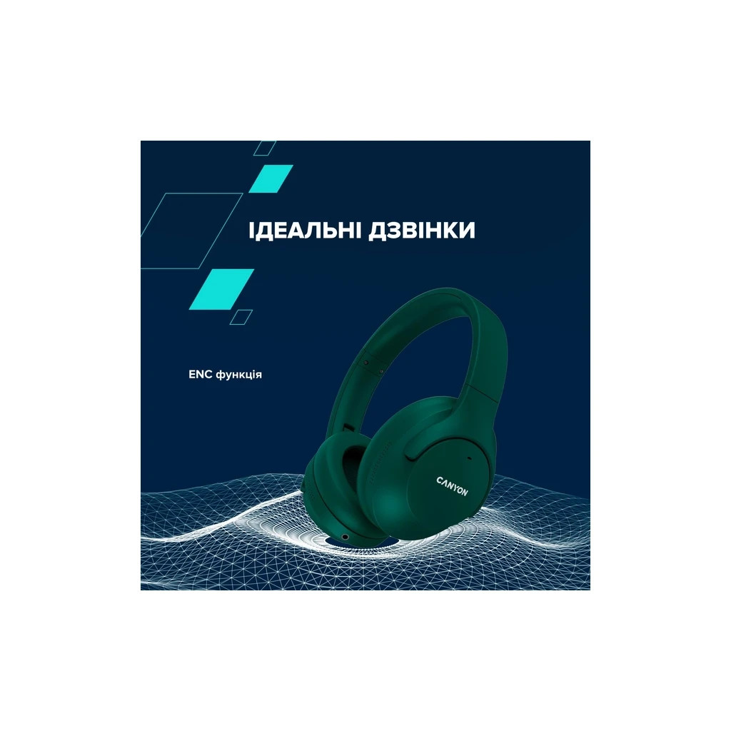 Навушники Canyon OnRiff 10 ANC Bluetooth Green (CNS-CBTHS10GN)