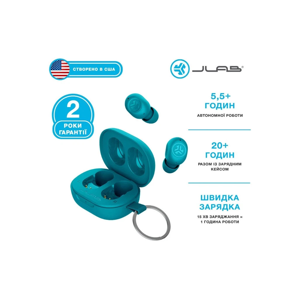 Навушники Jlab JBuds Mini Aqua Teal (IEUEBJBMINIRAQUA124)