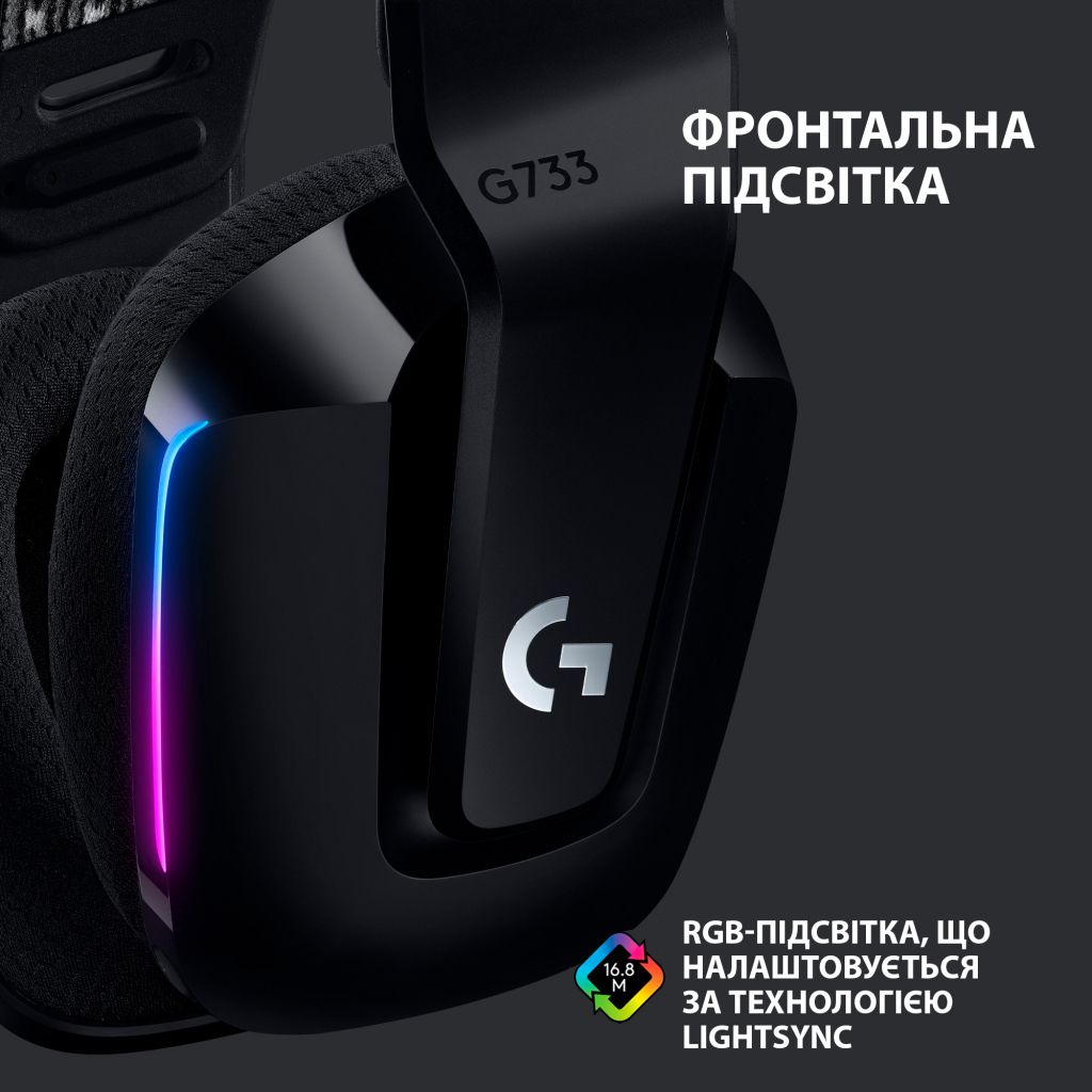 Навушники Logitech G733 Lightspeed Wireless RGB Gaming Headset Black (981-000864)