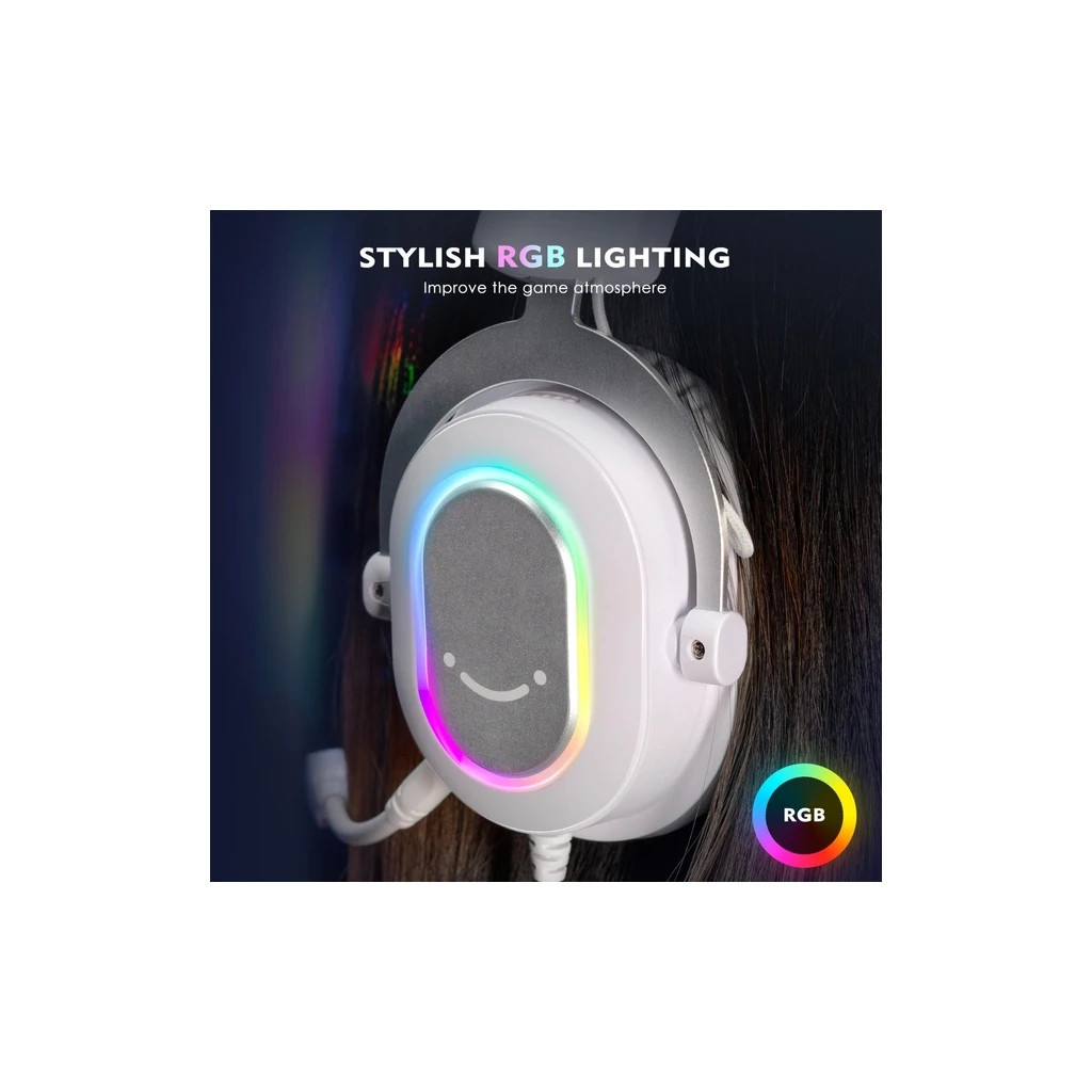 Навушники Fifine H6 RGB 7.1 White (H6W)