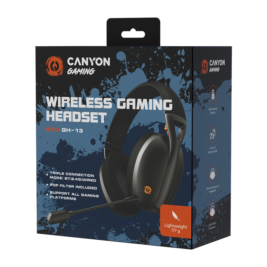 Навушники Canyon GH-13 Ego Wireless Gaming 7.1 Black (CND-SGHS13B)