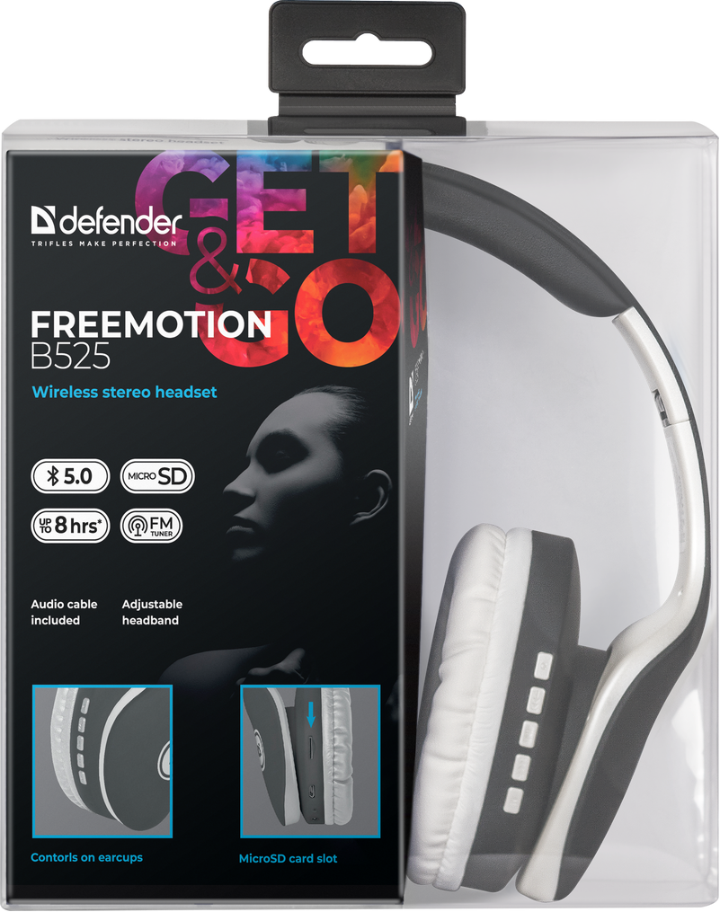 Гарнітура Defender FreeMotion B525 Gray + White, Bluetooth (63527)