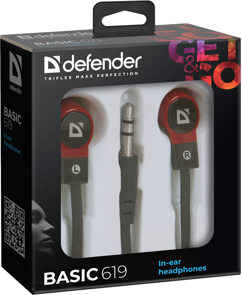 Навушники Defender Basic-619 Black/Red (63619)