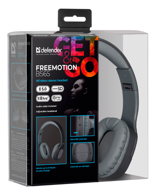 Гарнітура Defender FreeMotion B565 Bluetooth, Gray (63565)