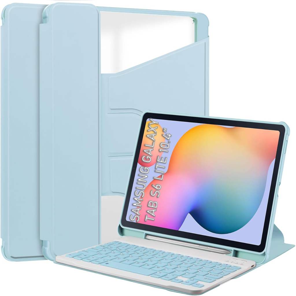 Чохол до планшета BeCover 360° Rotatable + Keyboard Samsung Tab S6 Lite 10.4 P610/P613/P615/P619 Light Blue (712407)