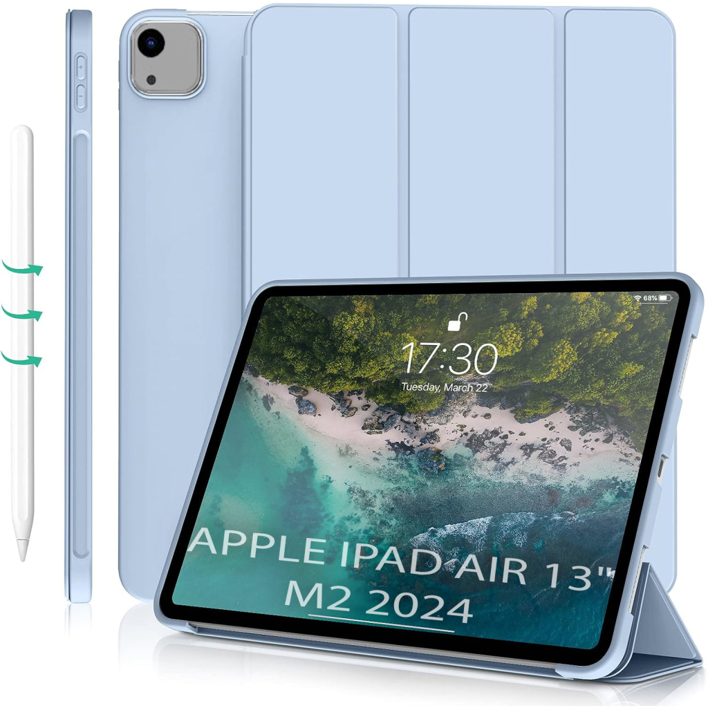 Чохол до планшета BeCover Tri Fold Soft TPU Silicone Apple iPad Air 13" M2 2024 Light Blue (711741)