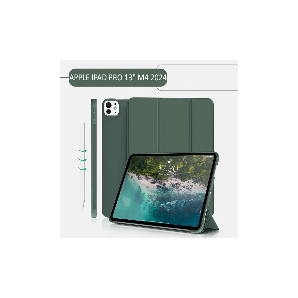 Чохол до планшета BeCover Tri Fold Soft TPU Silicone Apple iPad Pro 13" M4 2024 Dark Green (711752)