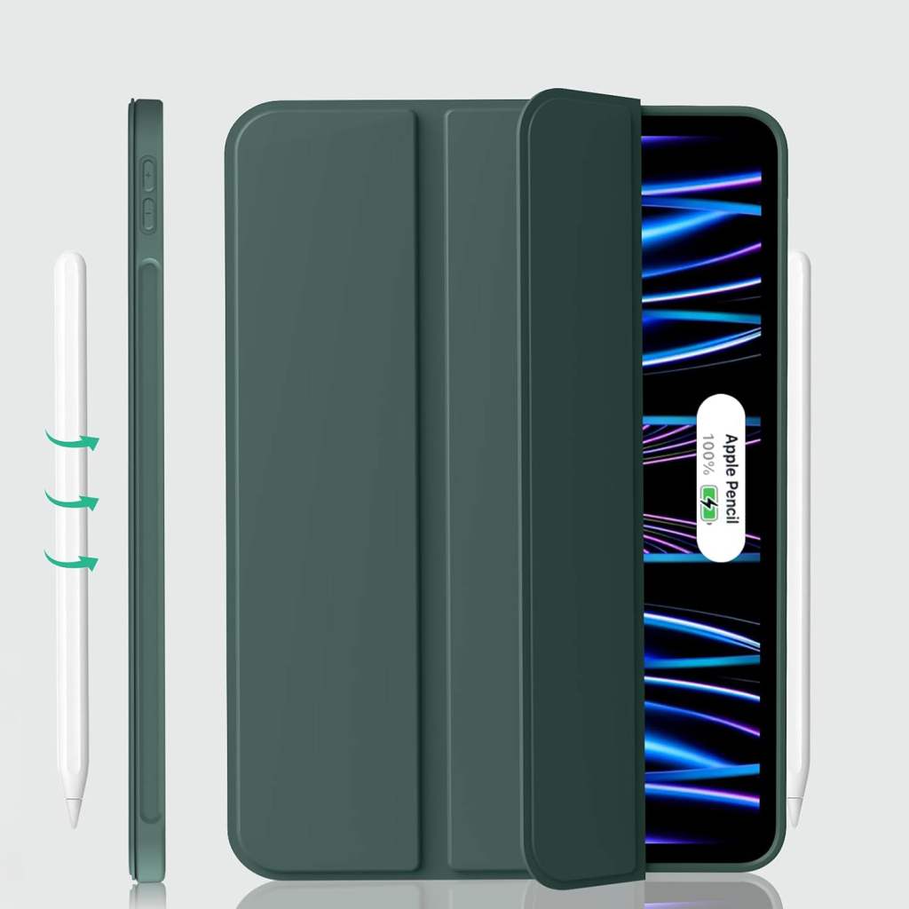 Чохол до планшета BeCover Tri Fold Soft TPU Silicone Apple iPad Pro 11" M4 2024 Dark Green (711746)