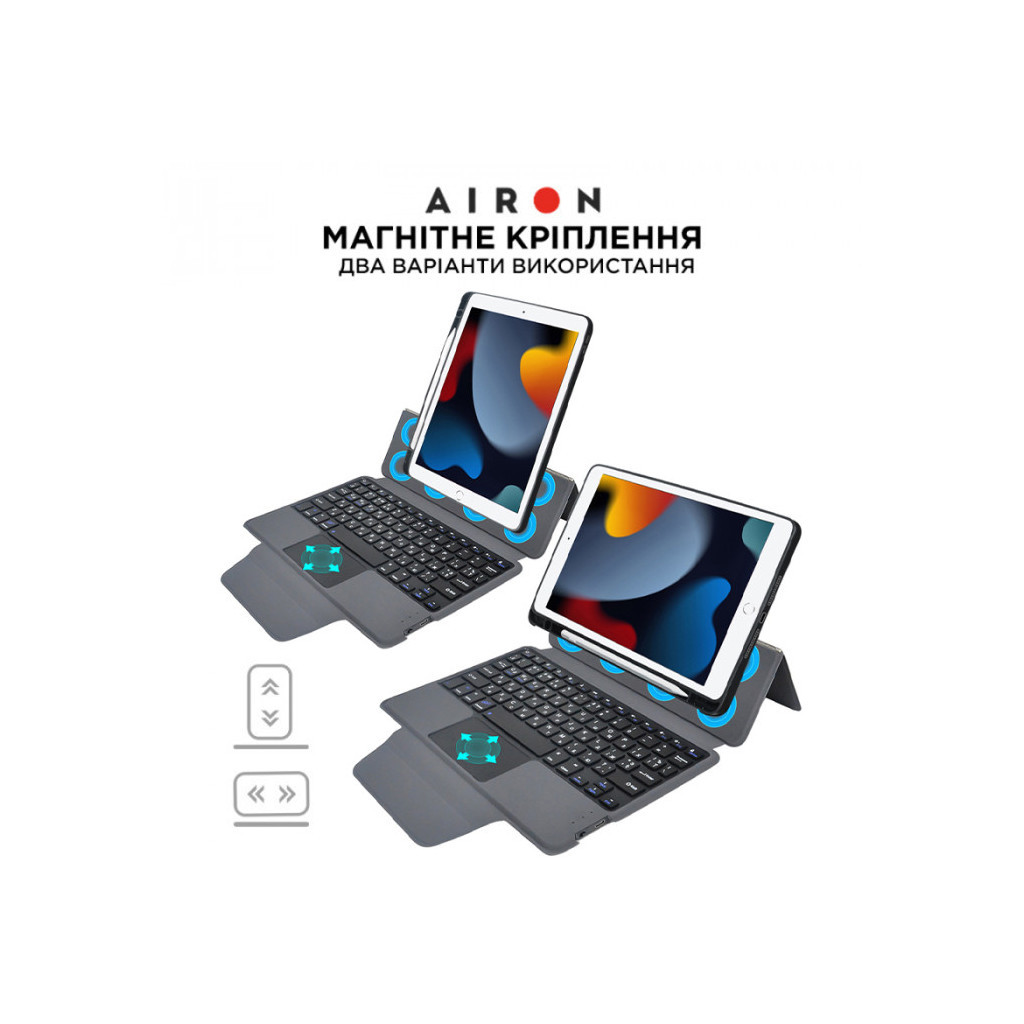 Чохол до планшета AirOn Premium iPad 10.2" 2019/2020/2021 7/8/9th Gen та Air 3 + Keyboard (4822352781112)