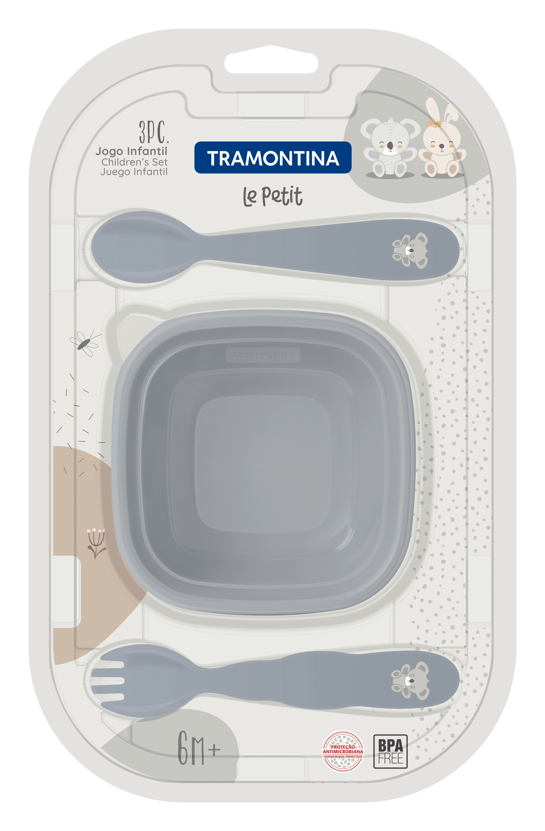 Дитячий набір Tramontina Baby Le Petit gray, 3 предмети