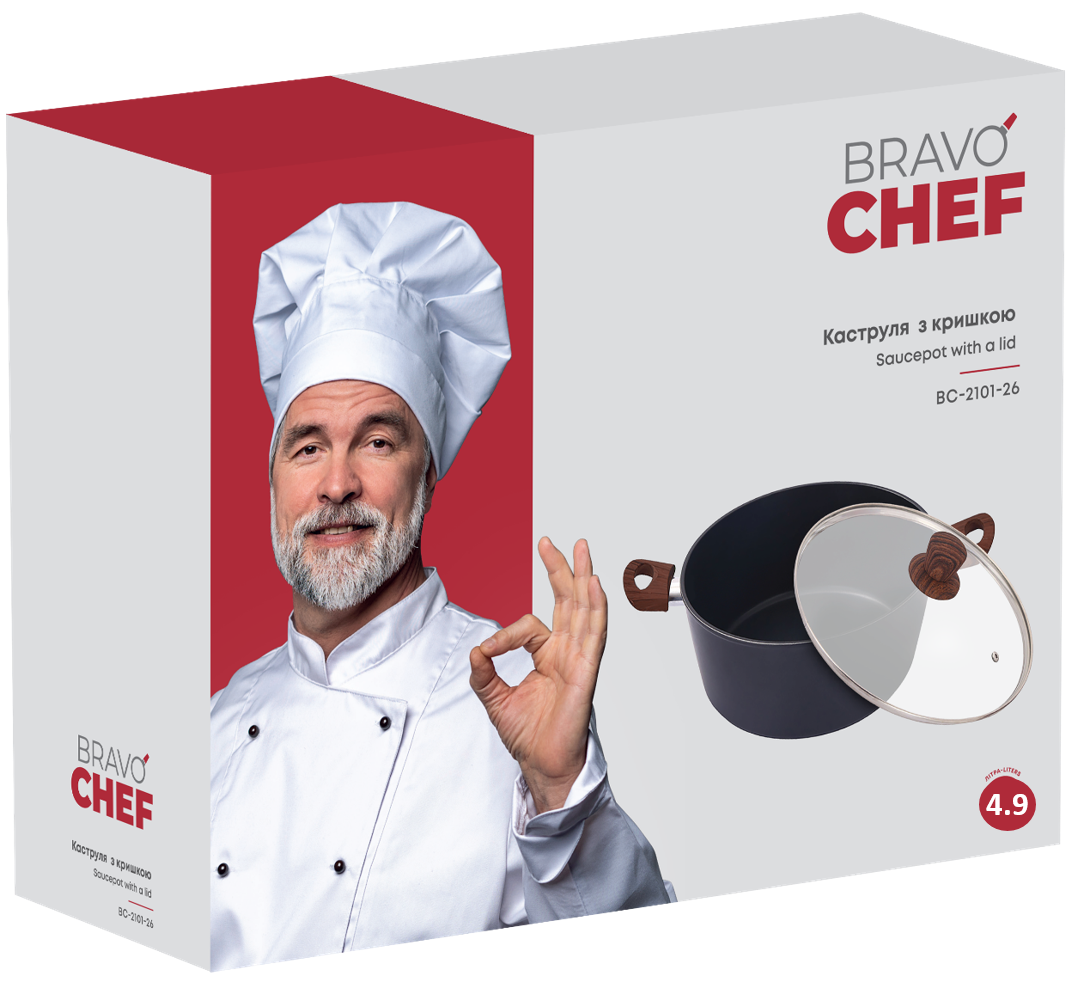 Каструля Bravo Chef класична 26 см (4.9 л) з кришкою