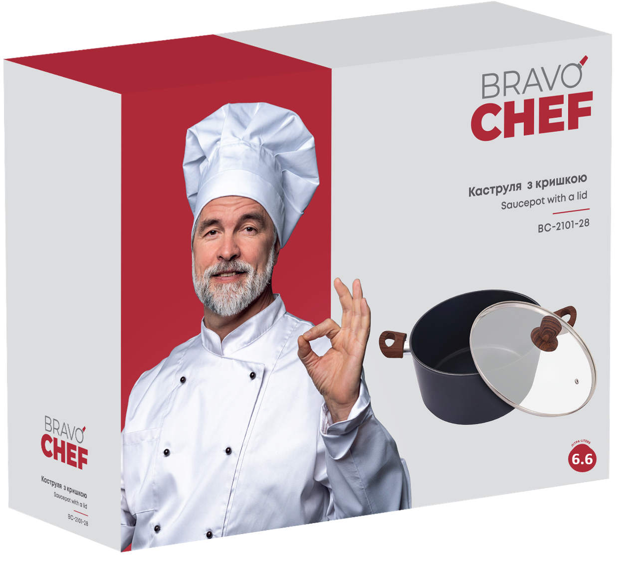 Каструля Bravo Chef класична 28 см (6.6 л) з кришкою