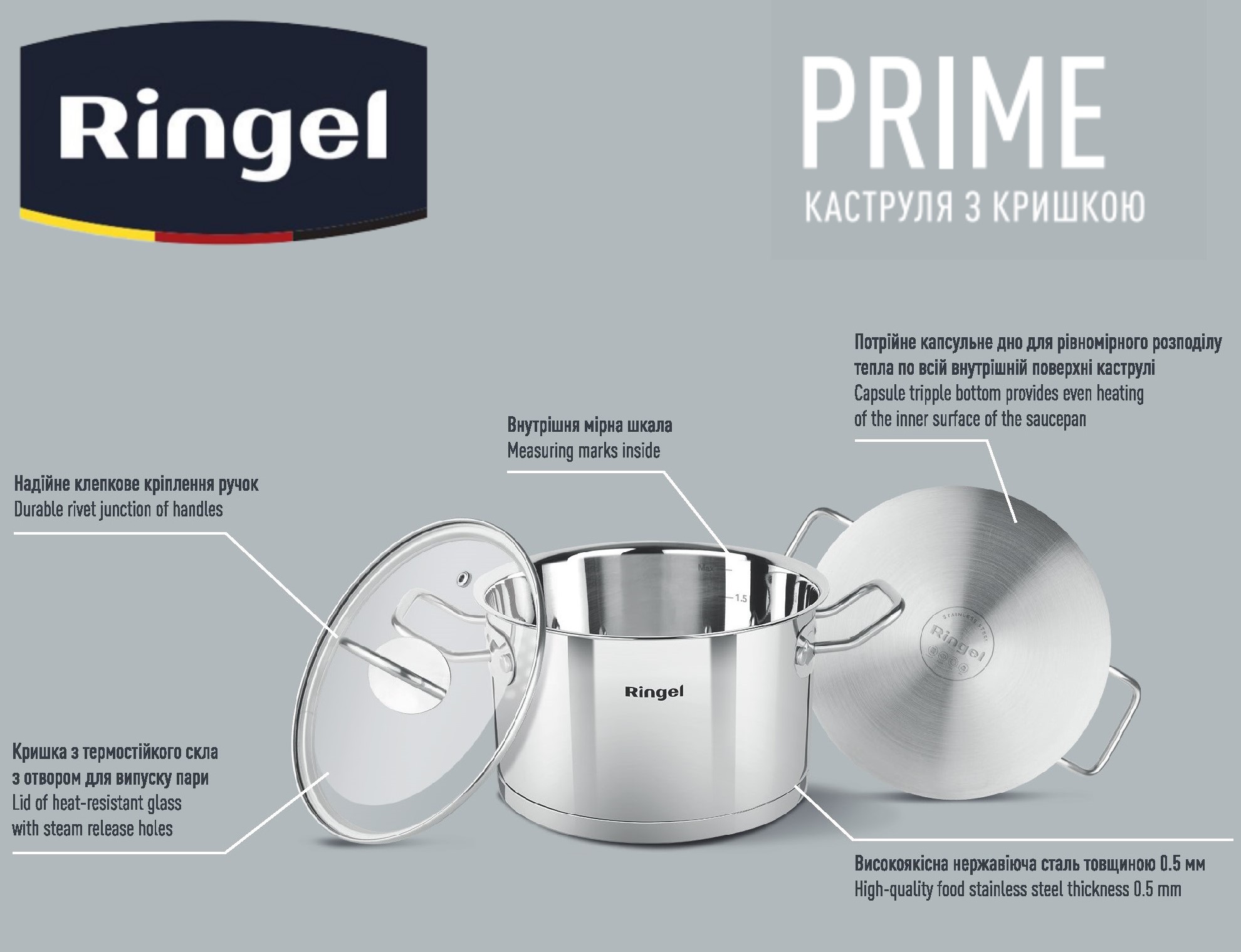 Кастрюля RINGEL Prime 20 см 3.6л