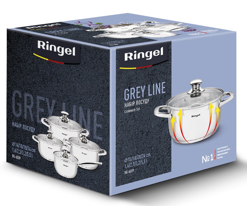 Набір посуду Ringel Grey line, 8 предметів