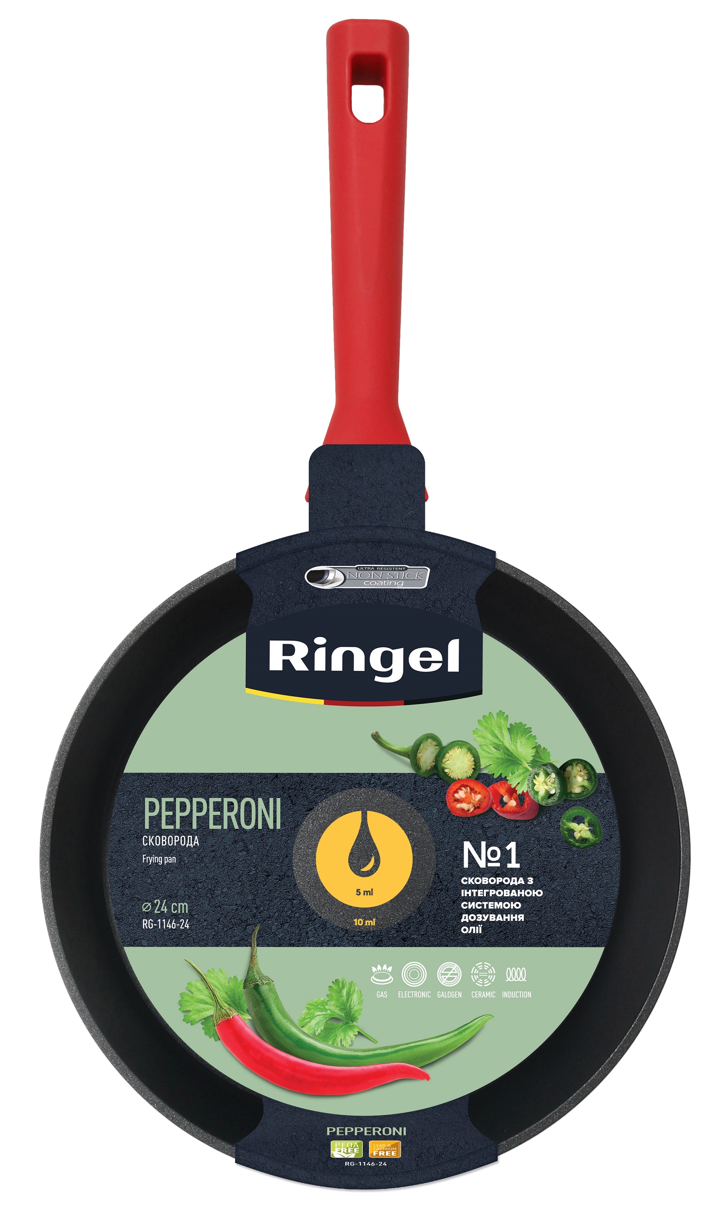 Сковорода RINGEL Pepperoni сковорода глибока 24 см
