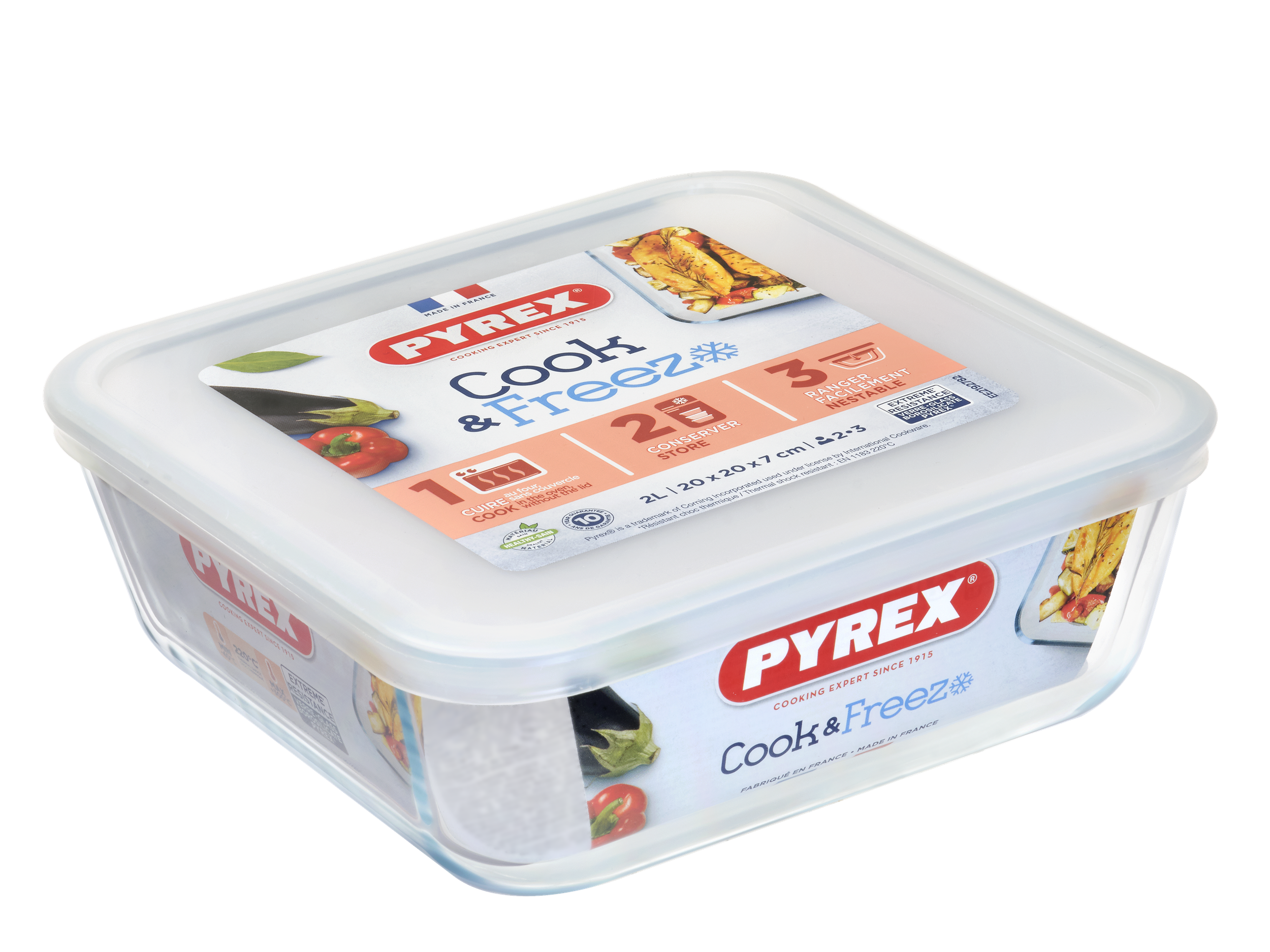 Форма з кришкою Pyrex Cook&Freez, 20х20х7 см