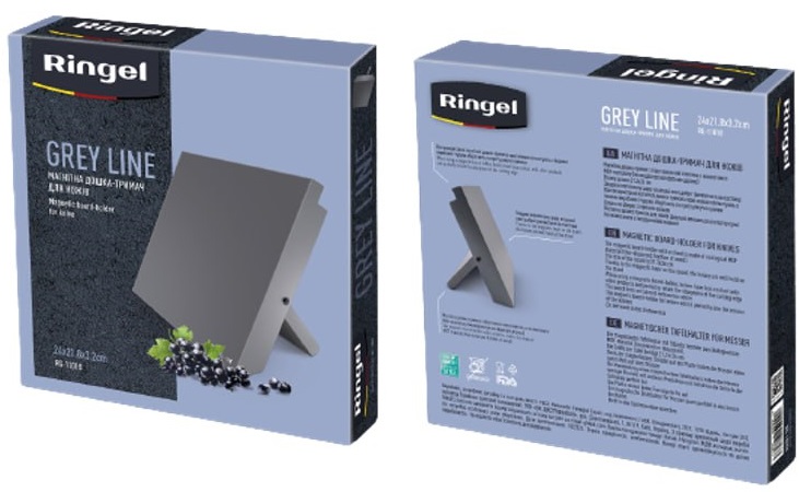 Магнітна дошка-тримач для ножів RINGEL Grey line, 24.0х21.8х3.2 см