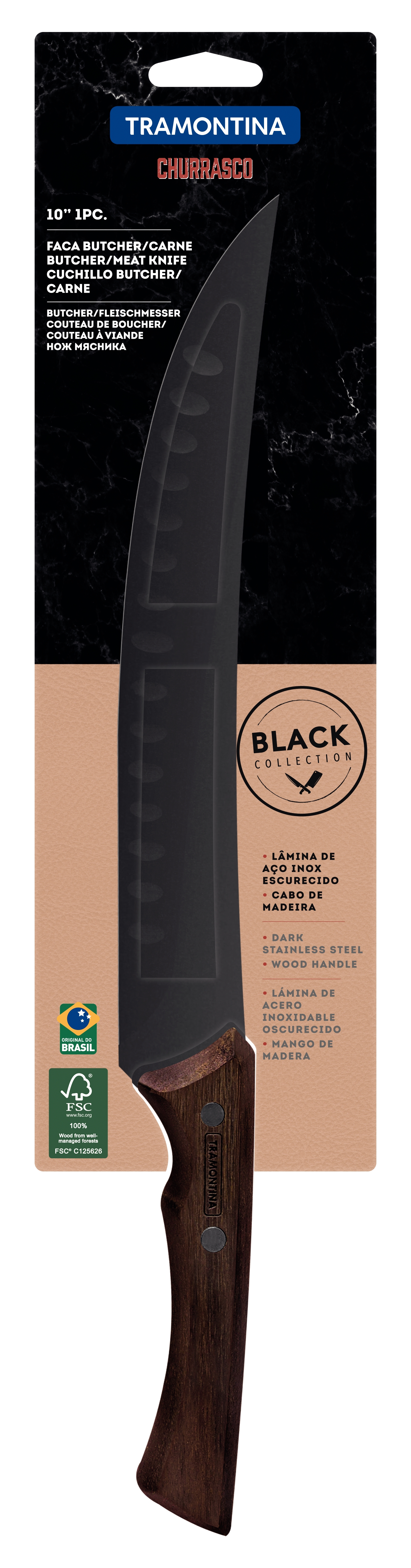 Ніж для м'яса Tramontina Churrasco Black, 253 мм
