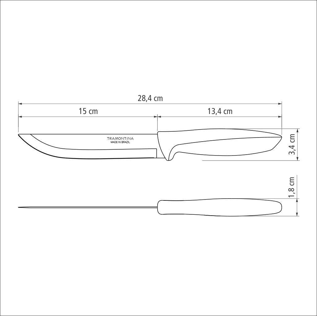 Ніж для м'яса Tramontina Plenus light grey, 152 мм