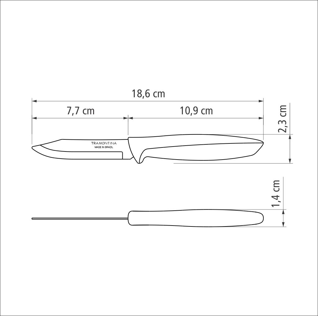 Ніж для овочів Tramontina Plenus light grey, 76 мм
