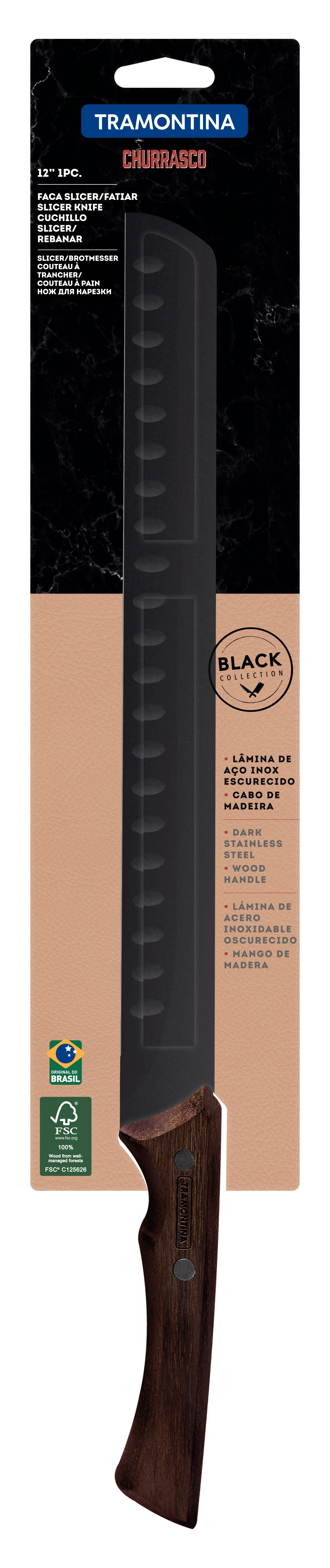 Ніж слайсер Tramontina Churrasco Black, 305 мм