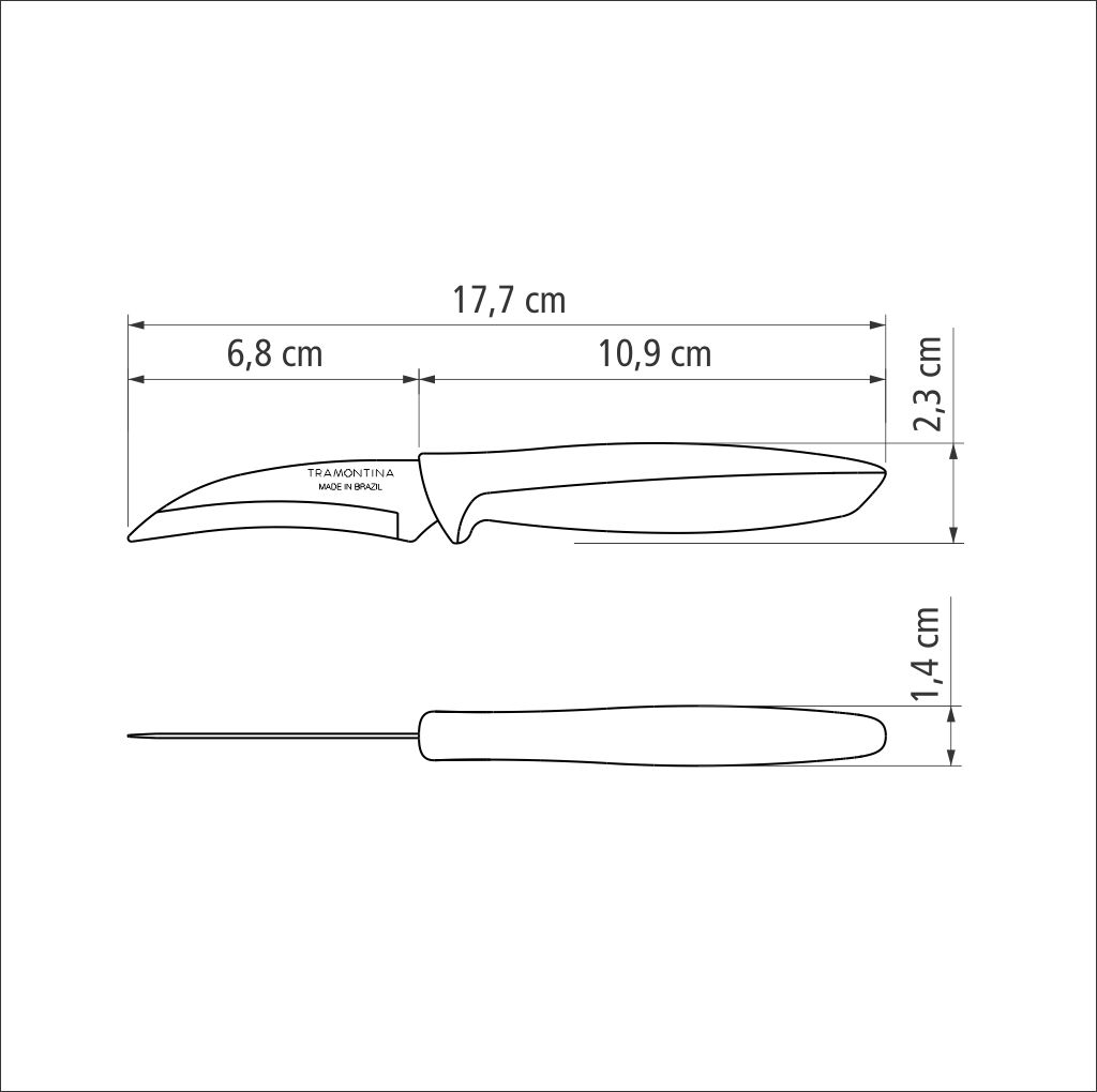 Ніж шкірознімальний Tramontina Plenus light grey, 76 мм