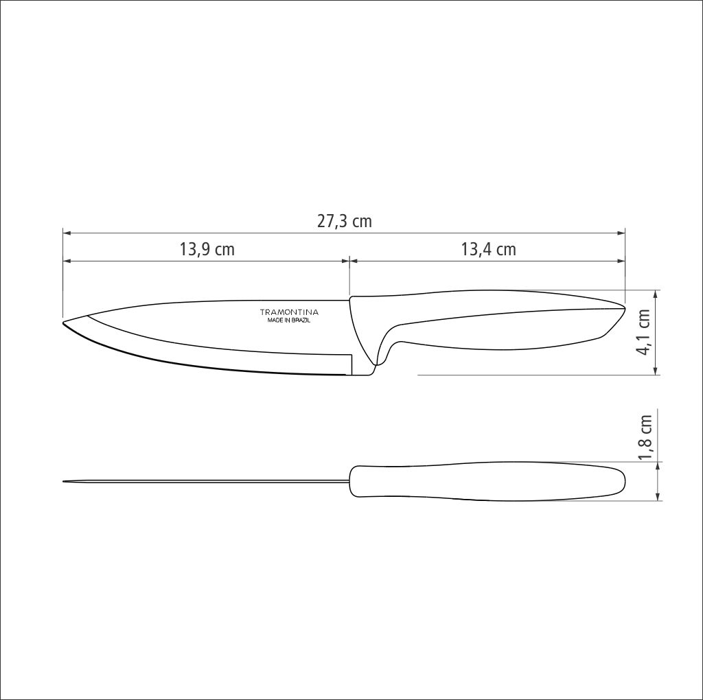 Ніж Chef Tramontina Plenus light grey, 152 мм