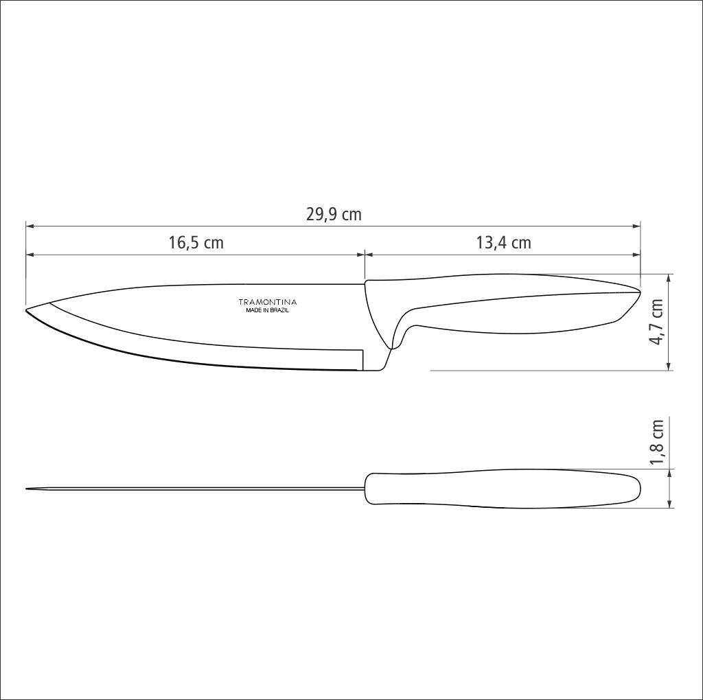 Ніж Chef Tramontina Plenus light grey, 178 мм