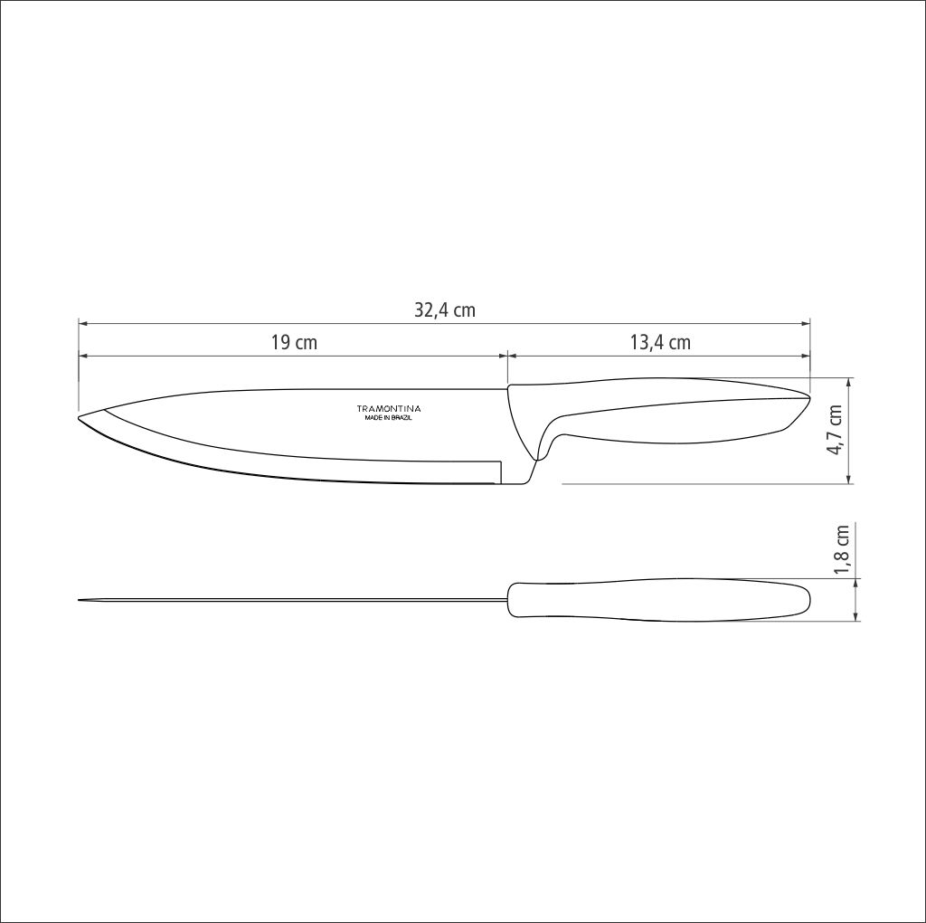 Ніж Chef Tramontina Plenus light grey, 203 мм