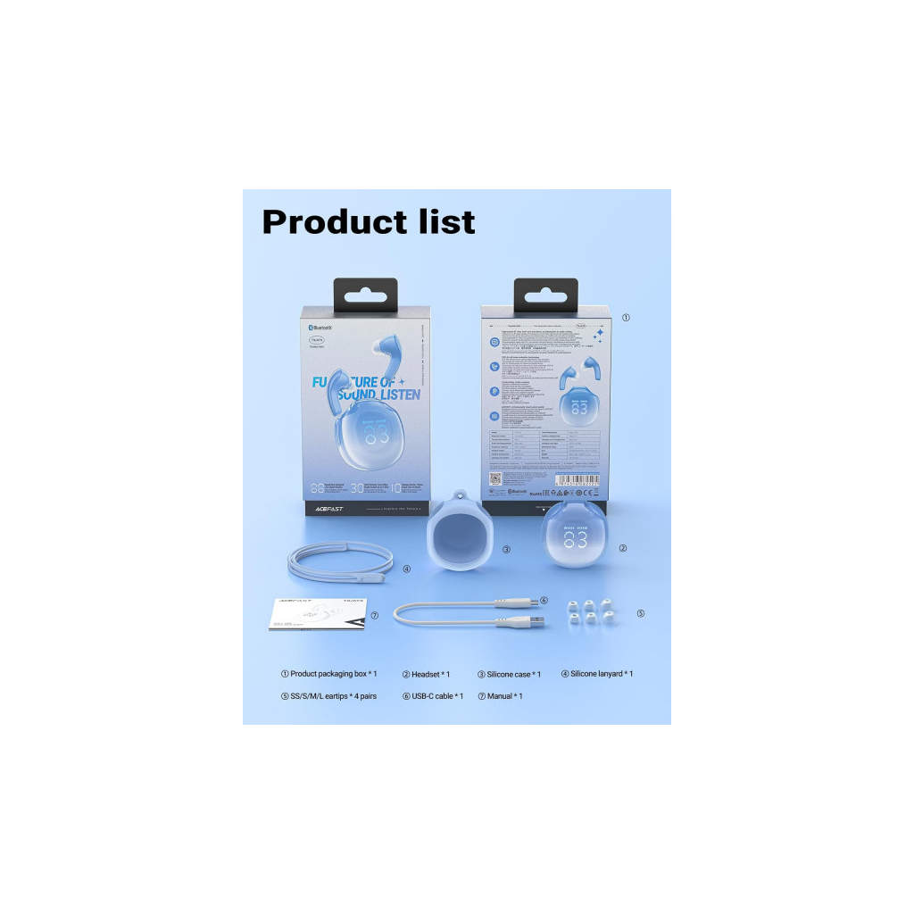 Навушники Acefast T9 Glacier Blue (6974316282525)