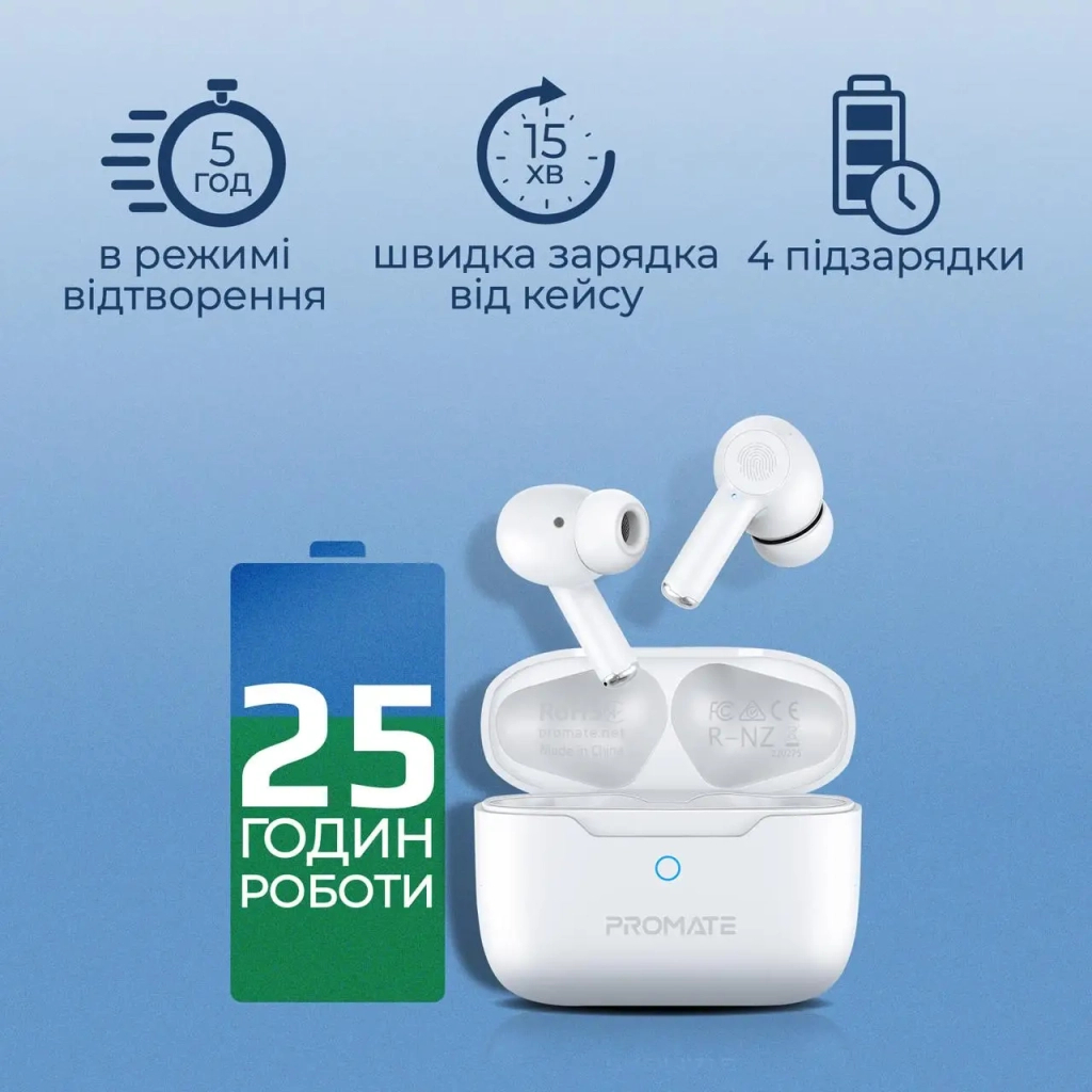 Навушники Promate ProPods White (propods.white)
