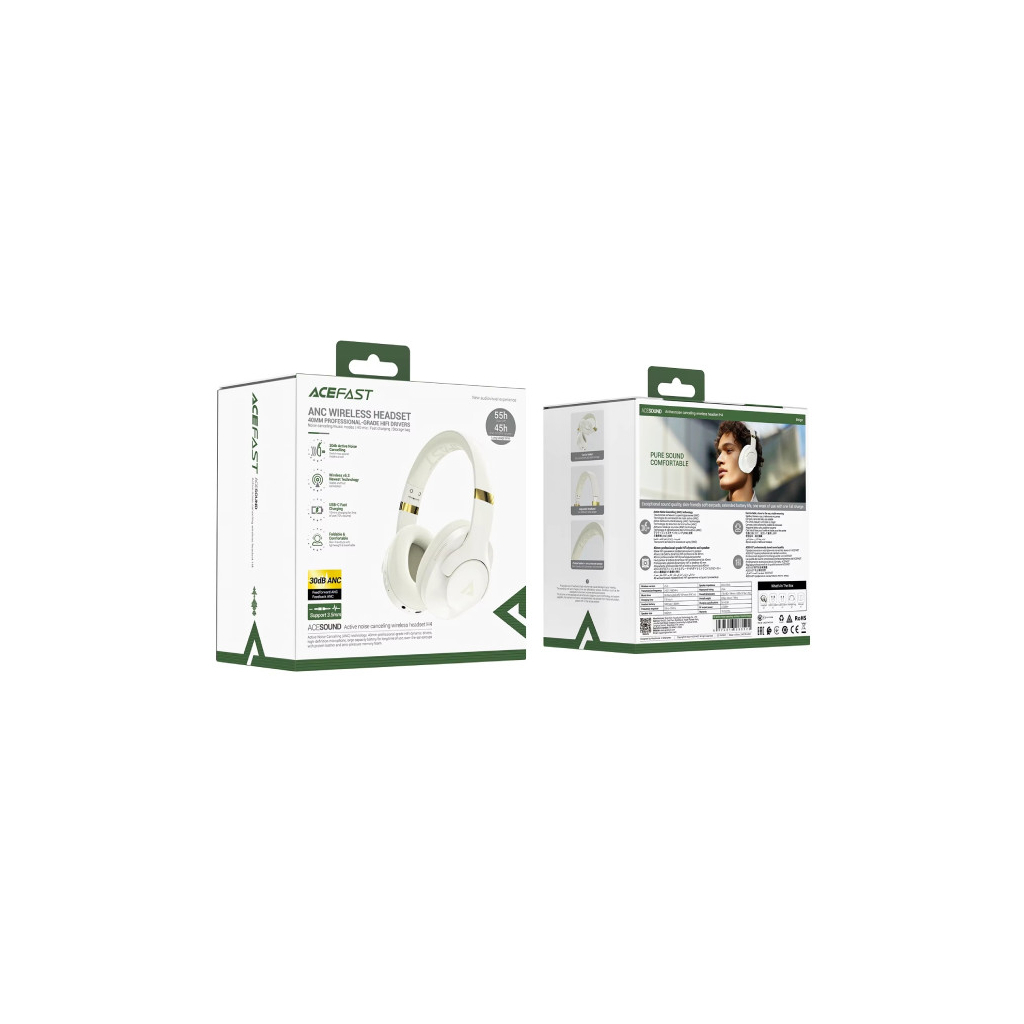 Навушники Acefast H4 ANC Bluetooth Beige (6974316283522)