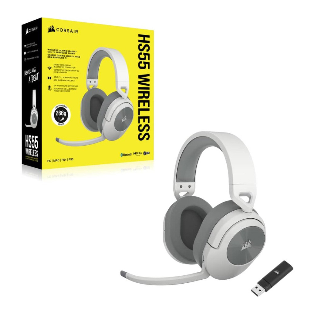 Навушники Corsair HS55 Wireless Gaming Dolby 7.1 White (CA-9011281-EU)
