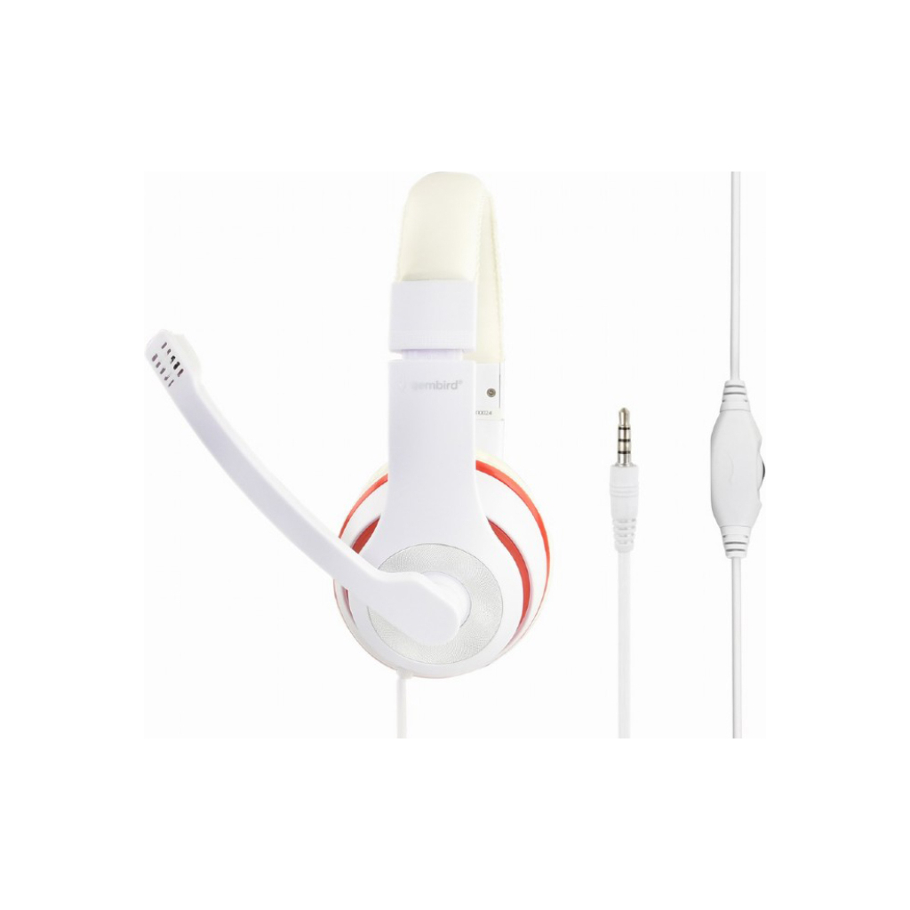 Навушники Gembird MHS-03 White/Red (MHS-03-WTRD)