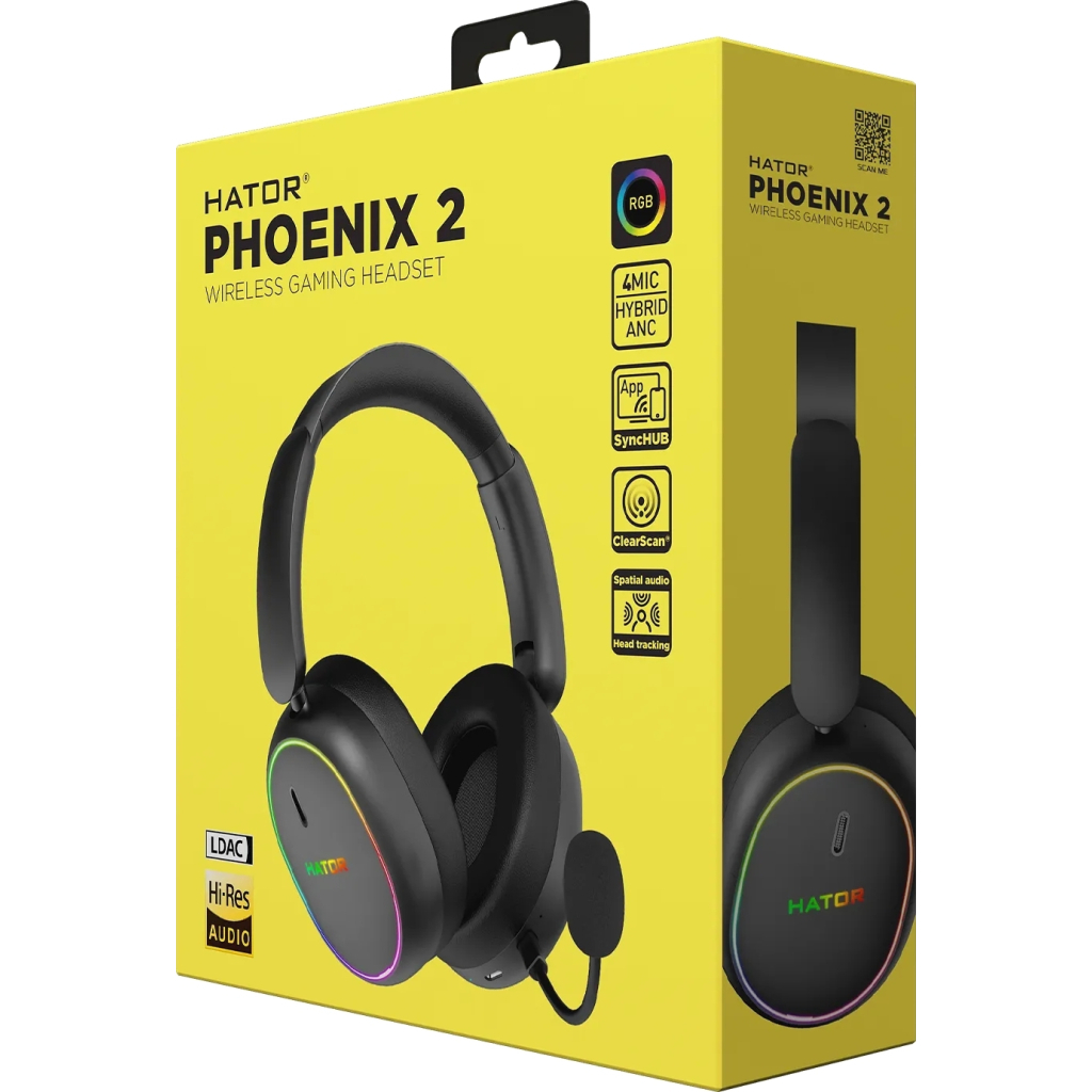 Навушники Hator Phoenix 2 Wireless Hi-Res SyncHUB connection Black (ESH40)